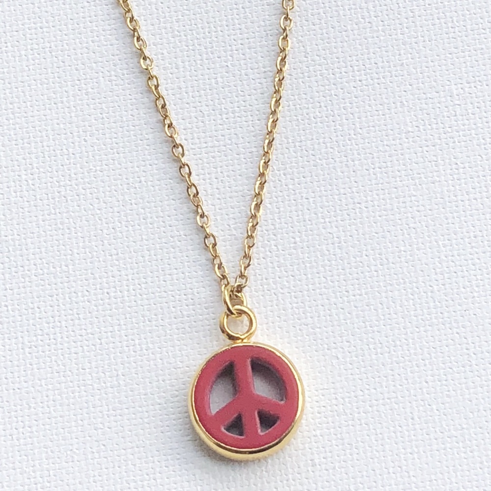 Peace Symbol Necklace (red)